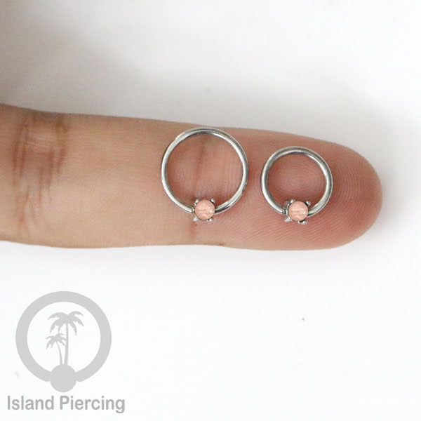 BCR piercing stainless dengan batu semi murni, tindik tragus, daith, helix atau alis