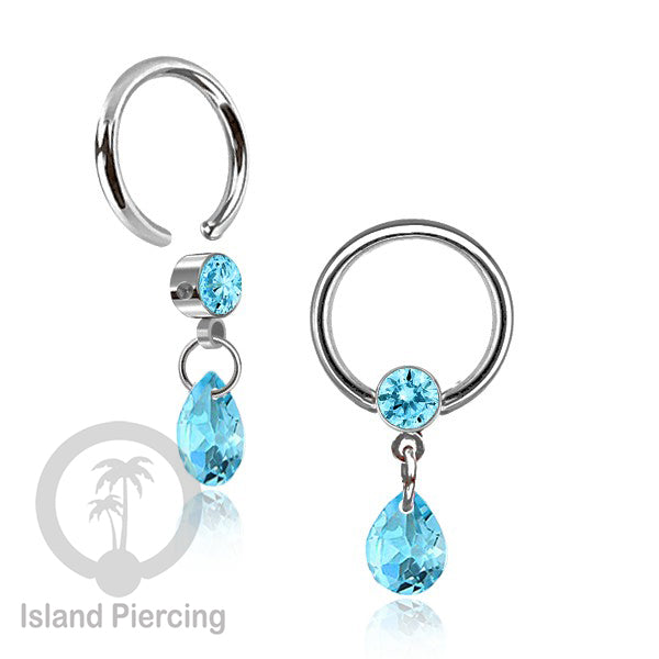 BCR piercing stainless warna silver, tindik tragus, daith, helix dengan tetes zirconia