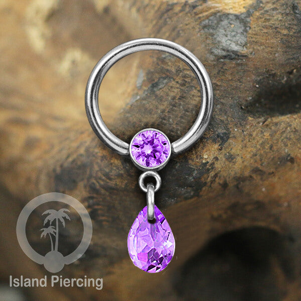 BCR piercing stainless warna silver, tindik tragus, daith, helix dengan tetes zirconia