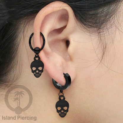 BCR Piercing Stainless warna hitam Tindik model Gothic Halloween, Tengkorak, sihir, peti...