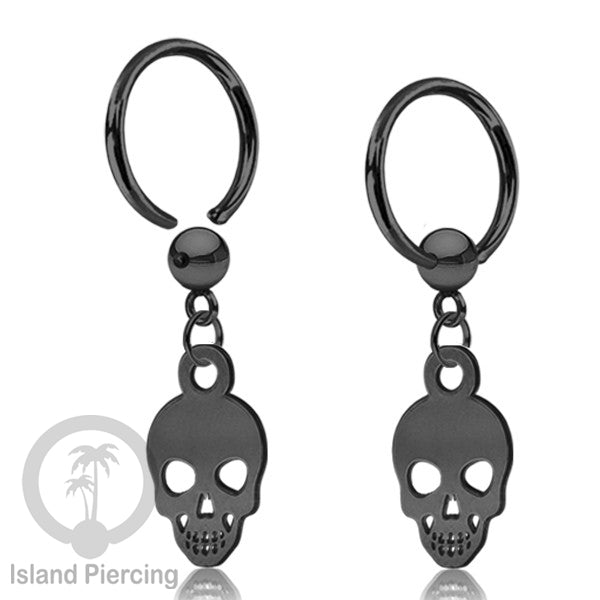 BCR Piercing Stainless warna hitam Tindik model Gothic Halloween, Tengkorak, sihir, peti...