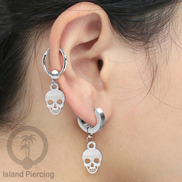BCR Piercing Stainless warna silver Tindik model Gothic Halloween, Tengkorak, sihir, peti...