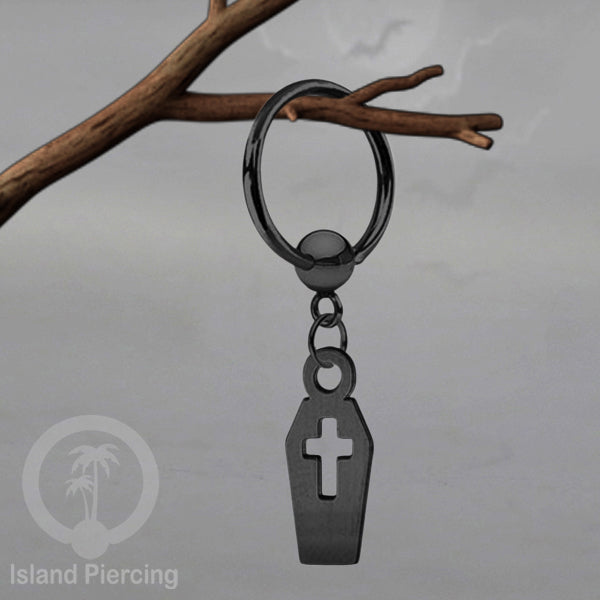 BCR Piercing Stainless warna hitam Tindik model Gothic Halloween, Tengkorak, sihir, peti...