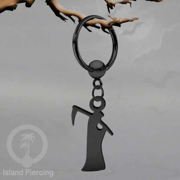 BCR Piercing Stainless warna hitam Tindik model Gothic Halloween, Tengkorak, sihir, peti...