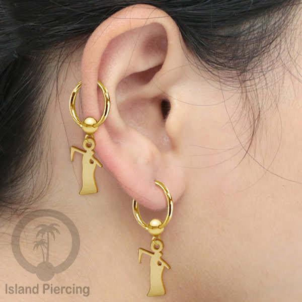 BCR Piercing Stainless warna gold Tindik model Gothic Halloween, Tengkorak, sihir, peti...