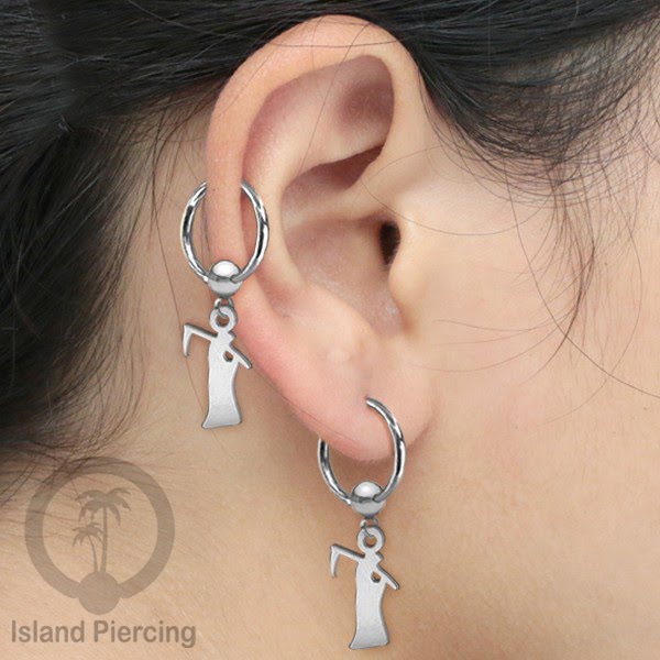 BCR Piercing Stainless warna silver Tindik model Gothic Halloween, Tengkorak, sihir, peti...