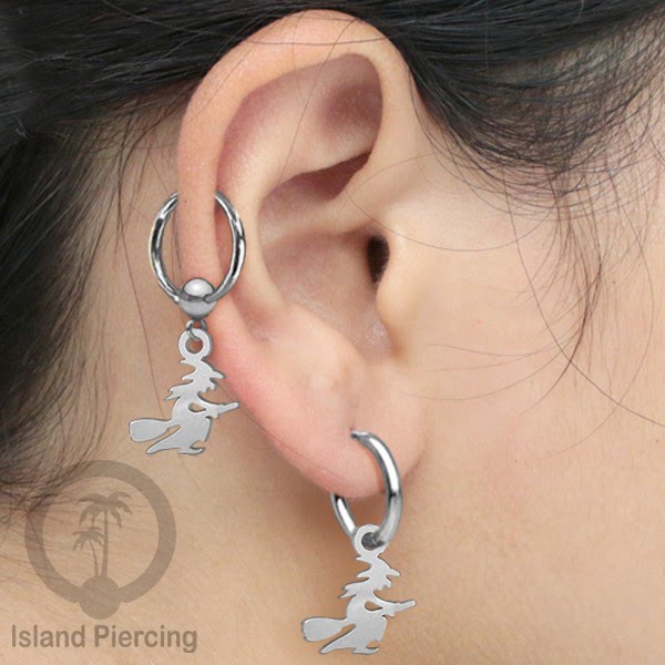 BCR Piercing Stainless warna silver Tindik model Gothic Halloween, Tengkorak, sihir, peti...