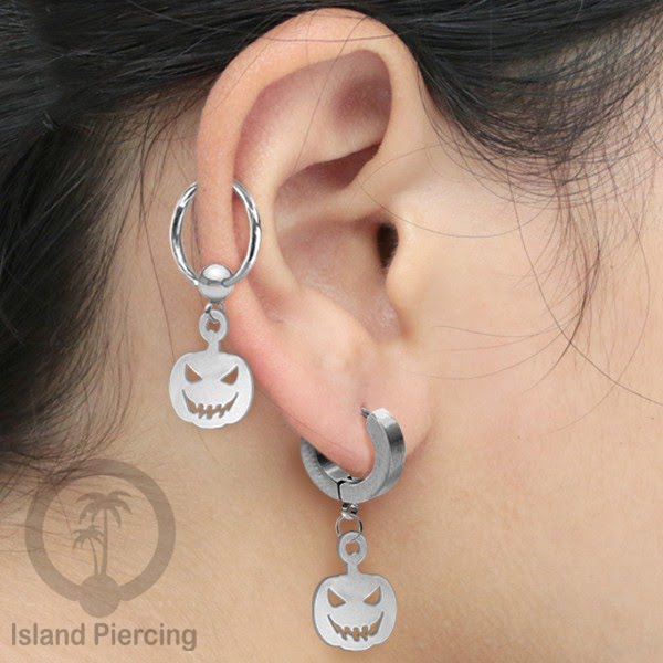 BCR Piercing Stainless warna silver Tindik model Gothic Halloween, Tengkorak, sihir, peti...