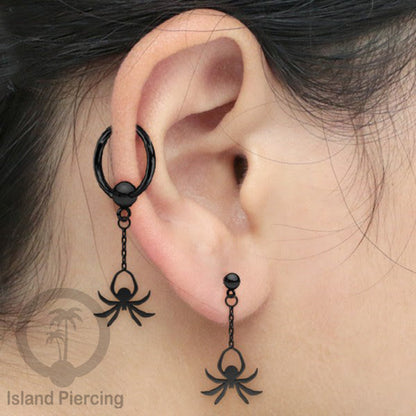 BCR Piercing Stainless warna hitam Tindik model Gothic Halloween, Tengkorak, sihir, peti...