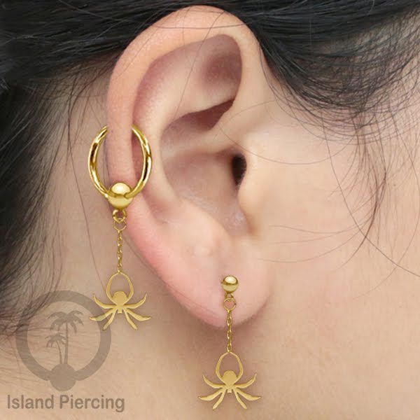 BCR Piercing Stainless warna gold Tindik model Gothic Halloween, Tengkorak, sihir, peti...