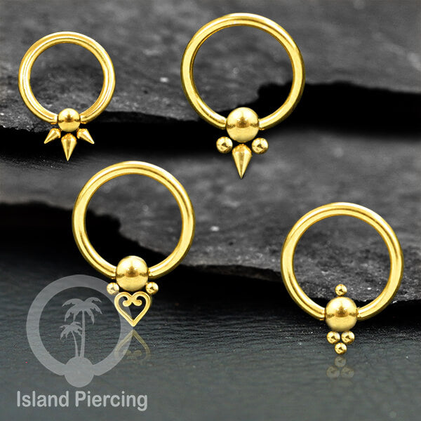 BCR piercing stainless warna gold, tindik tragus, daith, helix, tindik alis dan septum ring