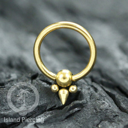 BCR piercing stainless warna gold, tindik tragus, daith, helix, tindik alis dan septum ring