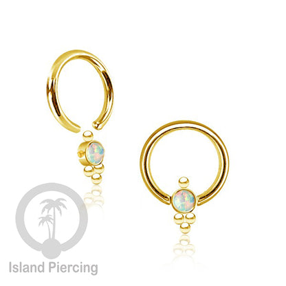 BCR piercing stainless warna gold dengan batu. Tragus, daith, helix, tindik alis dan septum ring