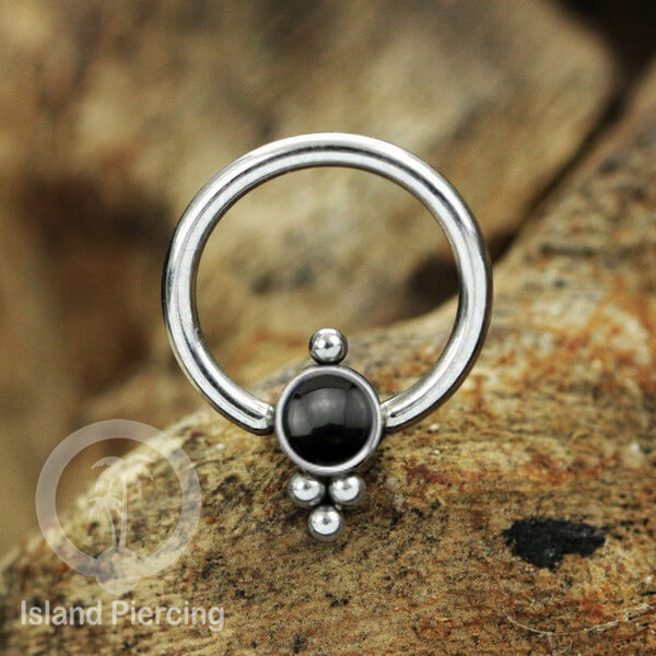 BCR piercing stainless warna Silver dengan batu. Tragus, daith, helix, tindik alis dan septum ring
