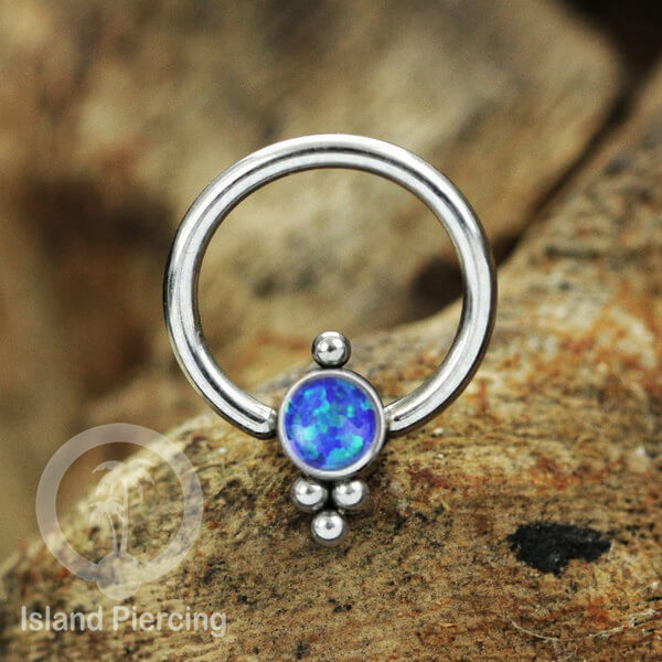 BCR piercing stainless warna Silver dengan batu. Tragus, daith, helix, tindik alis dan septum ring