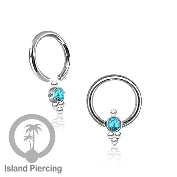 BCR piercing stainless warna Silver dengan batu. Tragus, daith, helix, tindik alis dan septum ring