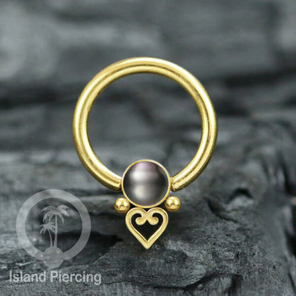 BCR piercing stainless warna gold dengan batu. Tragus, daith, helix, septum dan nipple ring