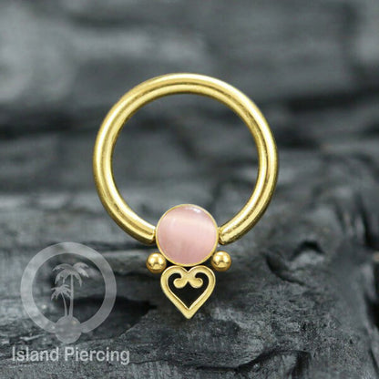 BCR piercing stainless warna gold dengan batu. Tragus, daith, helix, septum dan nipple ring