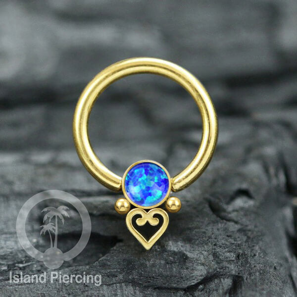 BCR piercing stainless warna gold dengan batu. Tragus, daith, helix, septum dan nipple ring