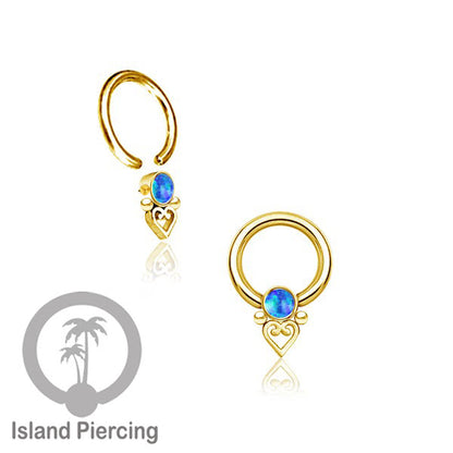 BCR piercing stainless warna gold dengan batu. Tragus, daith, helix, septum dan nipple ring