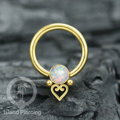 BCR piercing stainless warna gold dengan batu. Tragus, daith, helix, septum dan nipple ring