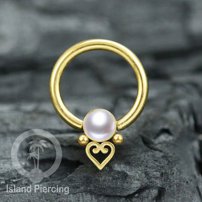 BCR piercing stainless warna gold dengan batu. Tragus, daith, helix, septum dan nipple ring