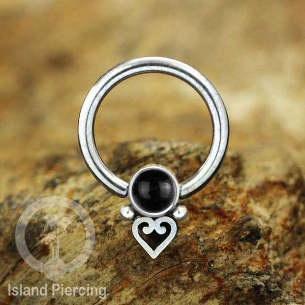 BCR piercing stainless warna silver dengan batu. Tragus, daith, helix, septum dan nipple ring