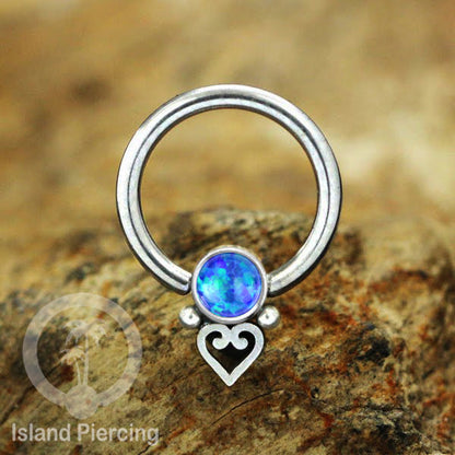 BCR piercing stainless warna silver dengan batu. Tragus, daith, helix, septum dan nipple ring