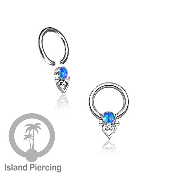 BCR piercing stainless warna silver dengan batu. Tragus, daith, helix, septum dan nipple ring