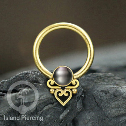 BCR piercing stainless warna silver dan gold dengan batu. Tragus, Septum dan Nipple ring