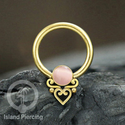 BCR piercing stainless warna silver dan gold dengan batu. Tragus, Septum dan Nipple ring