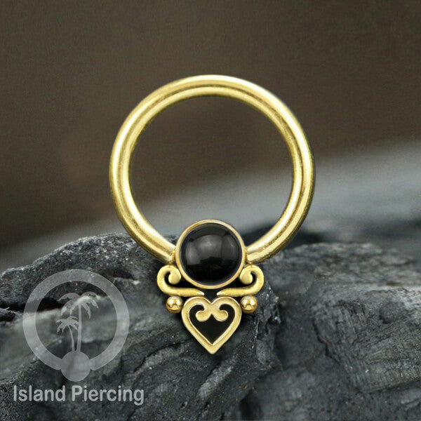 BCR piercing stainless warna silver dan gold dengan batu. Tragus, Septum dan Nipple ring