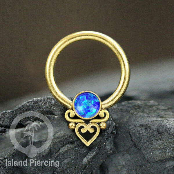 BCR piercing stainless warna silver dan gold dengan batu. Tragus, Septum dan Nipple ring