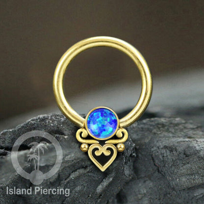 BCR piercing stainless warna silver dan gold dengan batu. Tragus, Septum dan Nipple ring