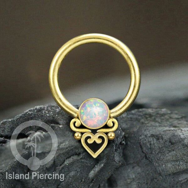 BCR piercing stainless warna silver dan gold dengan batu. Tragus, Septum dan Nipple ring