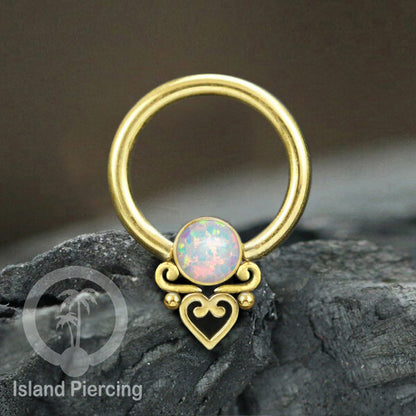 BCR piercing stainless warna silver dan gold dengan batu. Tragus, Septum dan Nipple ring