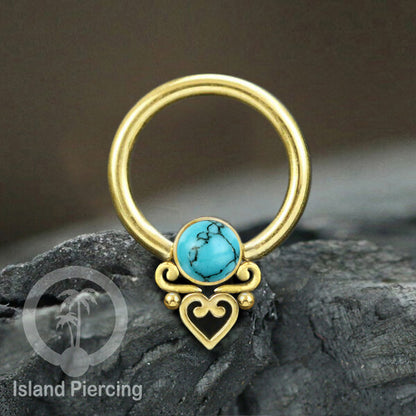 BCR piercing stainless warna silver dan gold dengan batu. Tragus, Septum dan Nipple ring