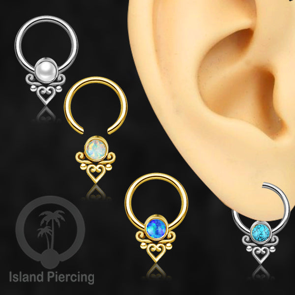 BCR piercing stainless warna silver dan gold dengan batu. Tragus, Septum dan Nipple ring