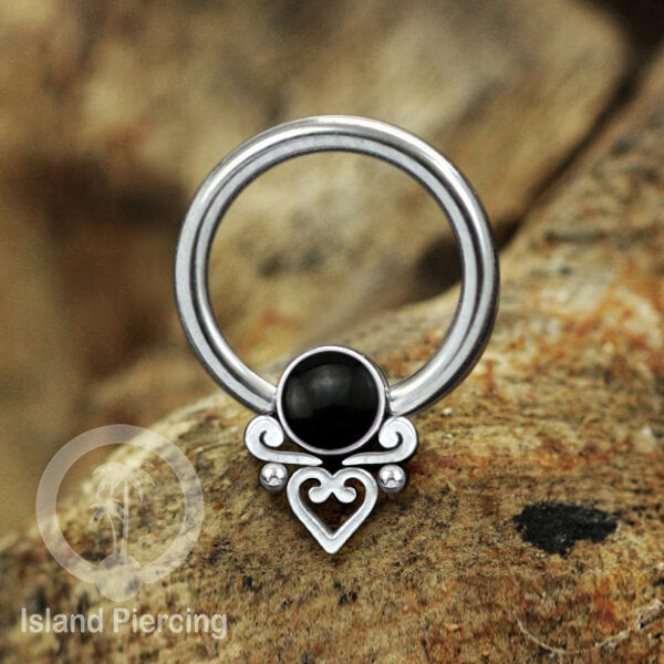 BCR piercing stainless warna silver dan gold dengan batu. Tragus, Septum dan Nipple ring