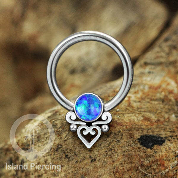BCR piercing stainless warna silver dan gold dengan batu. Tragus, Septum dan Nipple ring