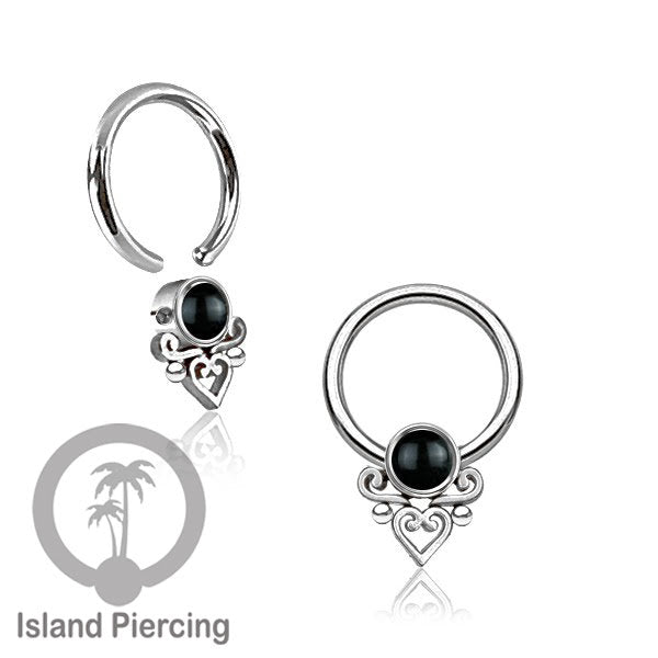 BCR piercing stainless warna silver dan gold dengan batu. Tragus, Septum dan Nipple ring