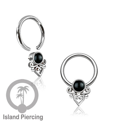 BCR piercing stainless warna silver dan gold dengan batu. Tragus, Septum dan Nipple ring
