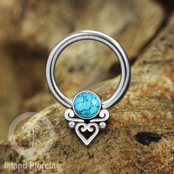 BCR piercing stainless warna silver dan gold dengan batu. Tragus, Septum dan Nipple ring