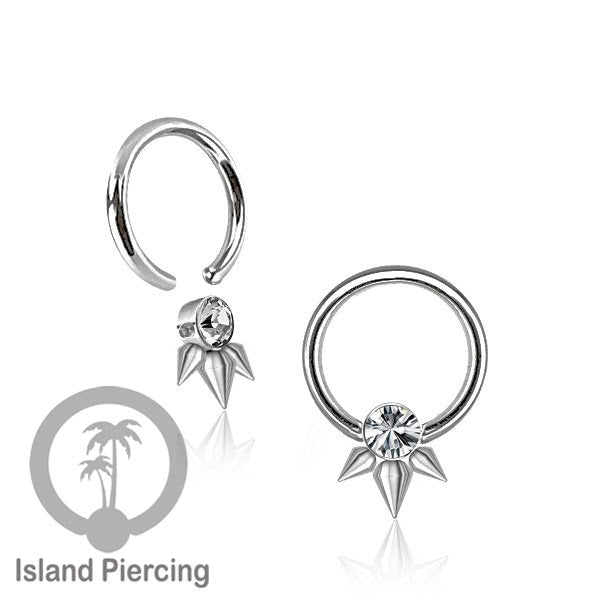 BCR piercing stainless warna silver dengan kristal zirconia, Tragus, Septum dan Helix piercing