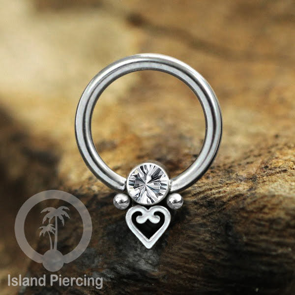 BCR piercing stainless warna silver dengan kristal zirconia, Tragus, Septum dan Helix piercing
