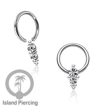 BCR piercing stainless warna silver dengan kristal zirconia, Tragus, Septum dan Helix piercing