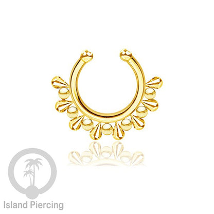 Perhiasan Tindik hidung Septum palsu, Nose Piercing Jewelry tanpa lubang warna gold