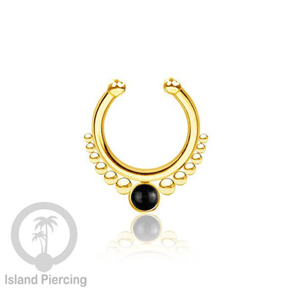 Tindik hidung Septum palsu pakai batu banyak warna, Nose Piercing Septum Jewelry warna gold.