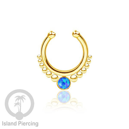 Tindik hidung Septum palsu pakai batu banyak warna, Nose Piercing Septum Jewelry warna gold.