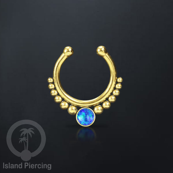 Tindik hidung Septum palsu pakai batu banyak warna, Nose Piercing Septum Jewelry warna gold.